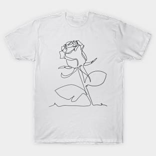 Rose flower plant one line art T-Shirt